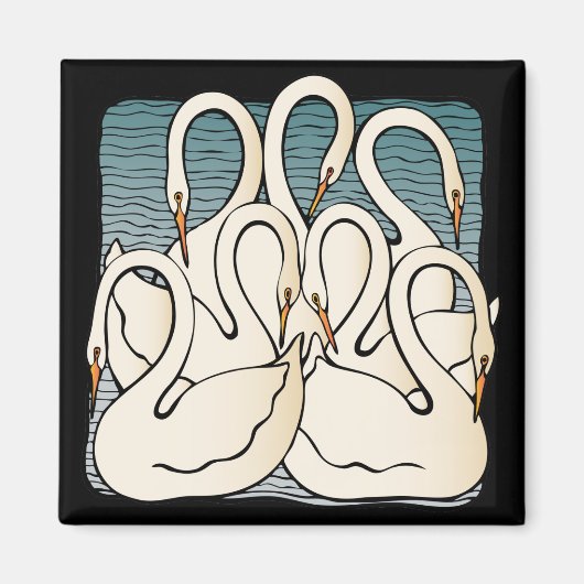 Zeven Zwanen per Zwemmen Magneet (Voorkant)