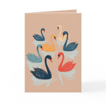 Zeven zwanen zwemmend knip mal sjabloon stijl 7