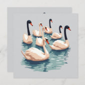 Zeven zwanen zwemmend Knip-sjabloon-stijl 1 Kaart (Voorkant / Achterkant)