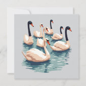 Zeven zwanen zwemmend knippen sjabloon-stijl 1 kaart (Voorkant)