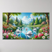 Zeven zwans zwemmen poster (Voorkant)