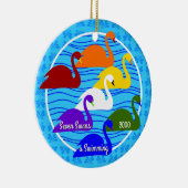 Zeven zwemmen - Aangepast jaar Keramisch Ornament (Rechts)