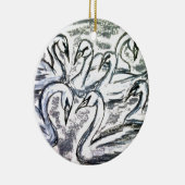 Zeven zwemmen een zwemmen keramisch ornament (Rechts)