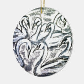 Zeven zwemmen een zwemmen keramisch ornament (Links)