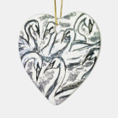 Zeven zwemmen een zwemmen keramisch ornament (Links)