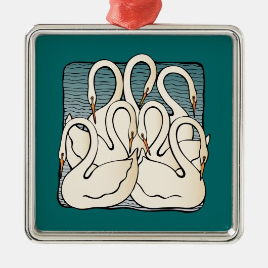 Zeven zwemmen metalen ornament (Voorkant)