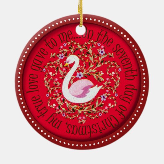 Zeven zwemzwanen keramisch ornament (Achterkant)