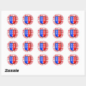 Zevenburgen op rode basis ronde sticker (Vel)