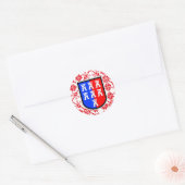 Zevenburgen op rode basis ronde sticker (Envelop)