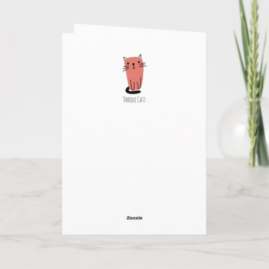 Zevende (7e) Verjaardag Doodle Cats Custom Bericht Kaart (Achterkant)
