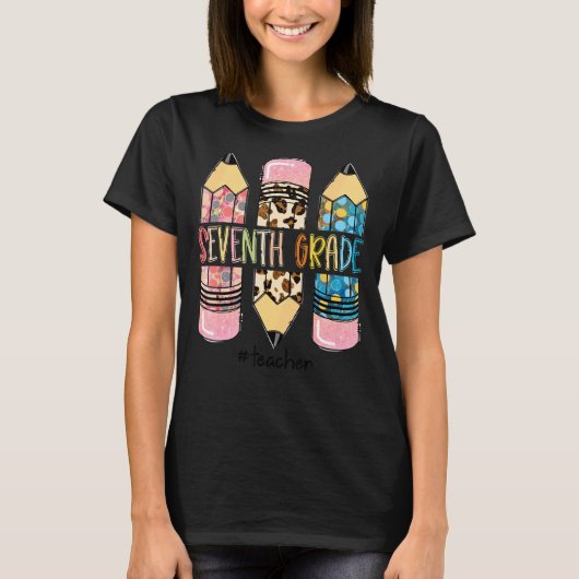 Zevende graad leraar leopard potlood 7e graad Tea T-shirt (Voorkant)