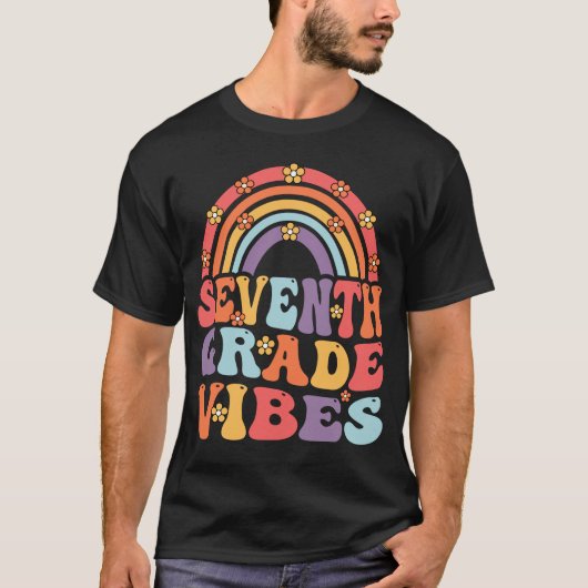 Zevende graad vibes boho regenboog terug naar scho t-shirt (Voorkant)
