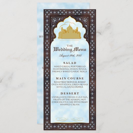 Zevende Hemel - de Kaart van het Menu (Voorkant / Achterkant)