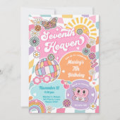 Zevende hemel meisje retro preppy varsity verjaard kaart (Voorkant)