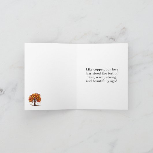 Zevende Jubileum Copper Love Keepsake Kaart (Binnen)