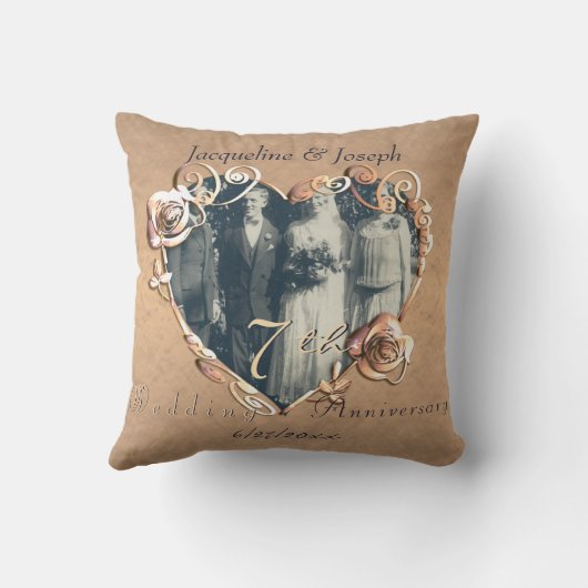 Zevende Jubileum  Coppery Roos Fotoontroeping Kussen (Achterkant)