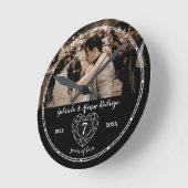 Zevende Jubileum-hart zwart-wit Ronde Klok (Hoek)