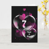 Zevende Jubileum Heart Bubbles op zwart Kaart (Gele Bloem)