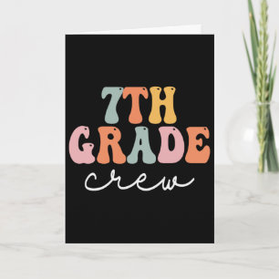 Zevende klas crew retro groovy vrouwen gelukkige e kaart