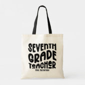 Zevende klas leraar zwart aangepaste tekst tote bag (Achterkant)