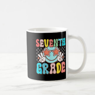 Zevende klas retro groovy glimlach gezicht 7e klas koffiemok