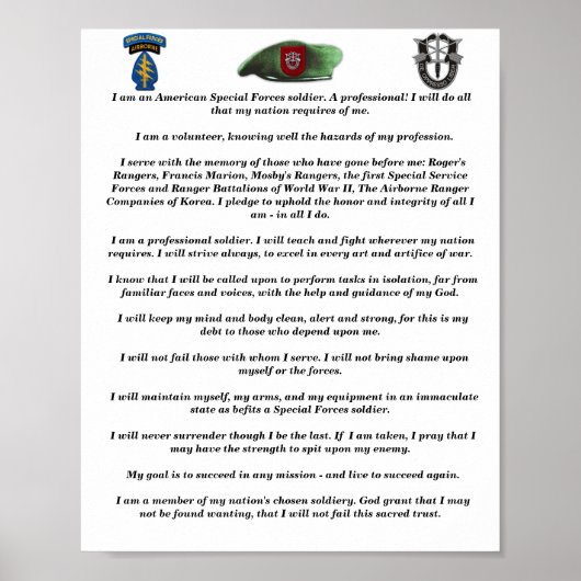 Zevende speciale eenheden SFGA Groene Berets gemaa Poster (Voorkant)