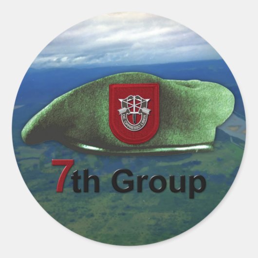 Zevende speciale troepengroep Groene Berets SFGA V Ronde Sticker (Voorkant)