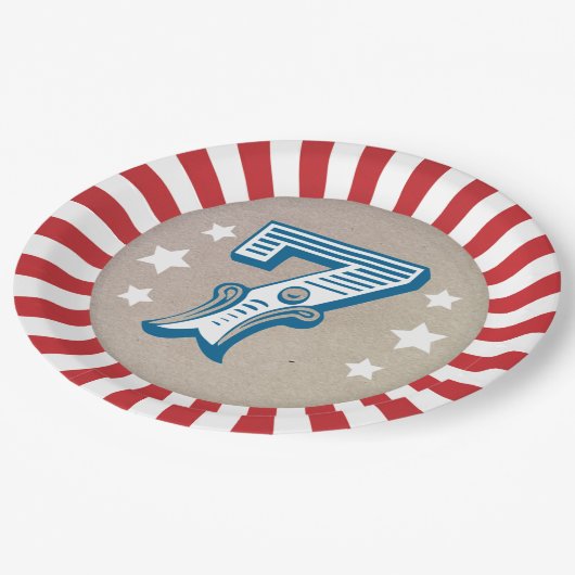 Zevende Verjaardag Circus Grote Top Papieren Bordje (Gekanteld)