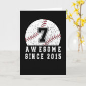 Zevende verjaardag geboren in 2015 Baseball Boy 7  Kaart (Gele Bloem)