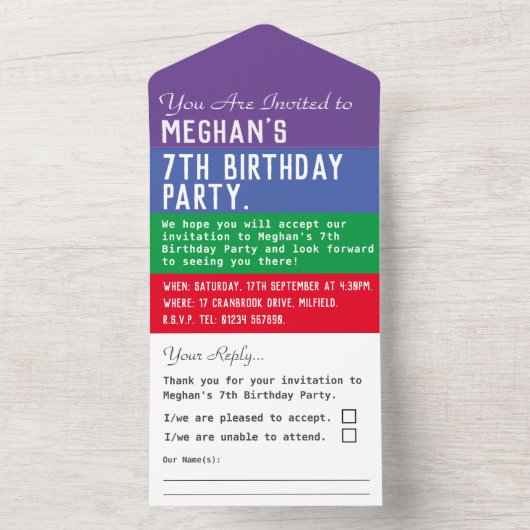 Zevende verjaardag in één uitnodiging (Binnen)