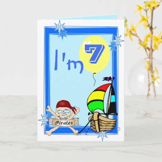 Zevende verjaardag kaart (Gele Bloem)