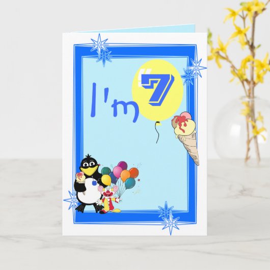 Zevende verjaardag kaart (Gele Bloem)