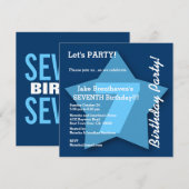 Zevende verjaardag KINDER Zeven jaar oude Big Blue Kaart (Voorkant / Achterkant)