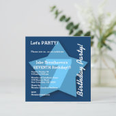 Zevende verjaardag KINDER Zeven jaar oude Big Blue Kaart (Staand voorkant)