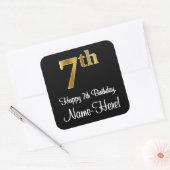 Zevende verjaardag - Levendige luxe Faux Gold-look Vierkante Sticker (Envelop)