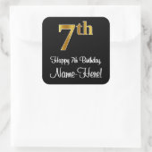 Zevende verjaardag - Levendige luxe Faux Gold-look Vierkante Sticker (Tas)