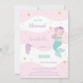 Zevende verjaardag Mermaid Uitnodiging (Voorkant)
