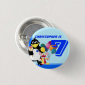 Zevende verjaardag ronde button 3,2 cm (Voorkant /achterkant)