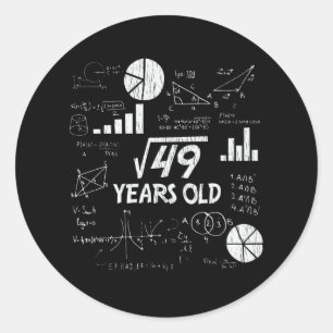 Zevende verjaardag Square Root van 49 - 7 jaar oud Ronde Sticker