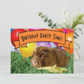 Zevende verjaardag van de Cavia van het kinderfees Kaart (Staand voorkant)