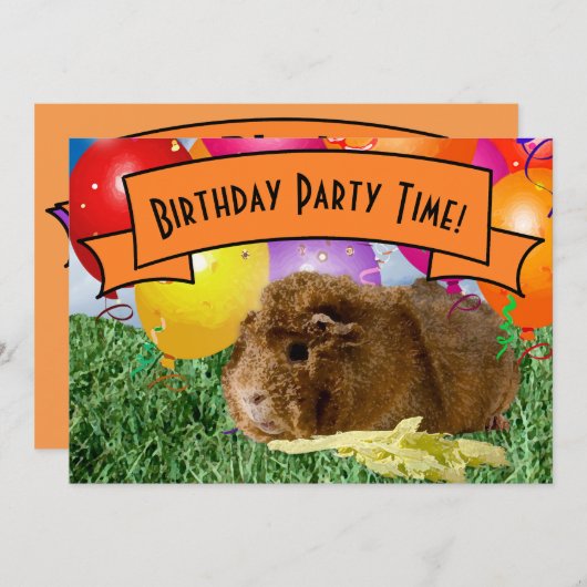 Zevende verjaardag van de Cavia van het kinderfees Kaart (Voorkant / Achterkant)