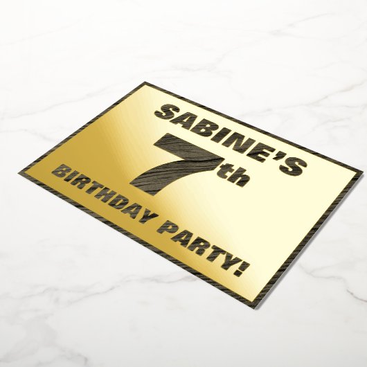 Zevende verjaardag van de geboorte: Vet, Faux Hood Folie Uitnodiging (Gedraaid)