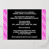 Zevende verjaardag van de opstand - vuurroze harte folie uitnodiging (Achterkant)