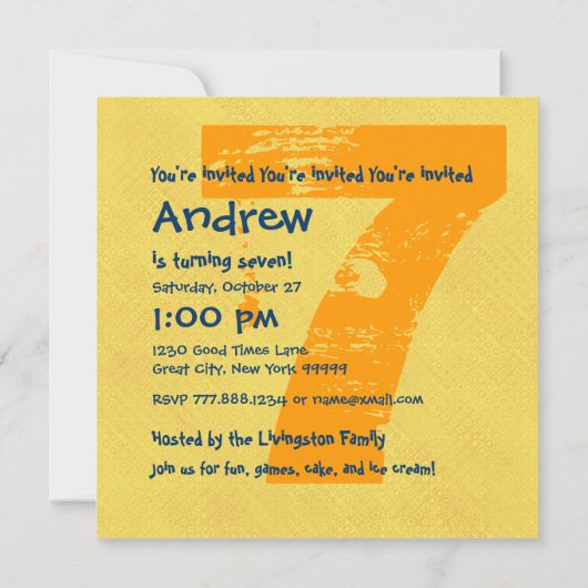 Zevende verjaardag van het 7 jaar oud ontwerp van kaart (Achterkant)