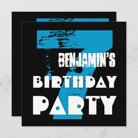 Zevende verjaardag van het 7 jaar oud ontwerp van  kaart (Voorkant / Achterkant)