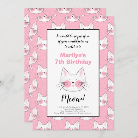 Zevende verjaardag van het meisje aankondiging (Voorkant / Achterkant)