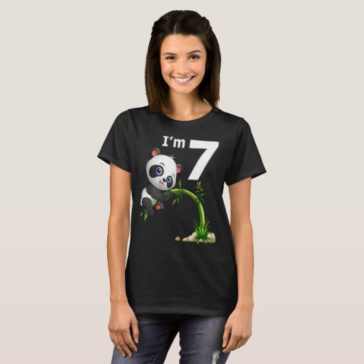 Zevende verjaardag Zevende jaar oud Dierlijk Panda T-shirt (Voorkant volledig)