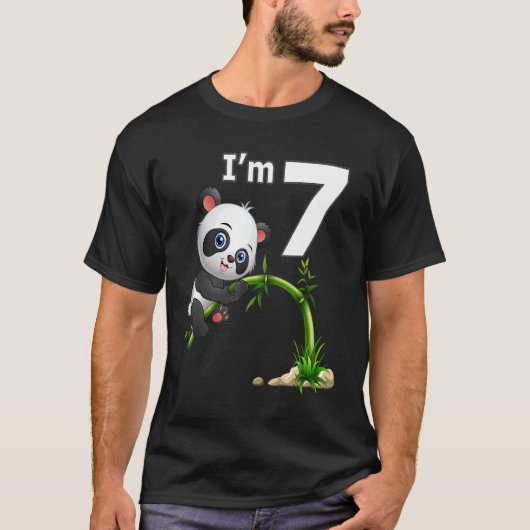 Zevende verjaardag Zevende jaar oud Dierlijk Panda T-shirt (Voorkant)