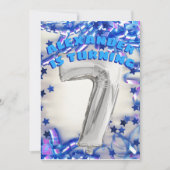 Zevende Verjaardag Zilver en Blauwe Leeftijd 7 Jon Kaart (Voorkant)