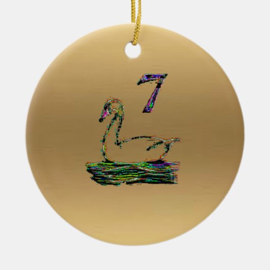 zevenende en achtste dag kerstversiering keramisch ornament (Voorkant)